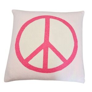 Rani Arabella Cashmere Throw Pillow Peace Sign Down Italy 21x21‎ Pink Limited